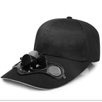 Baseball Cap Solar-Powered Fan Adjustable Cotton Blend
