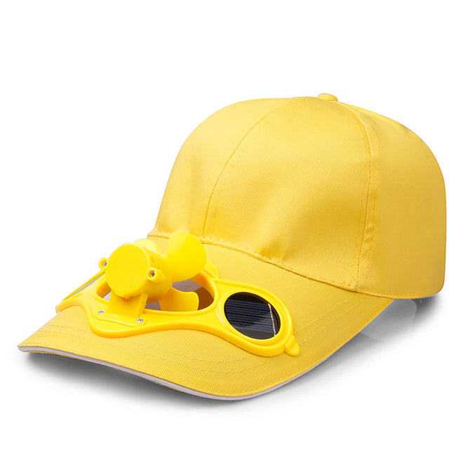 Baseball Cap Solar-Powered Fan Adjustable Cotton Blend