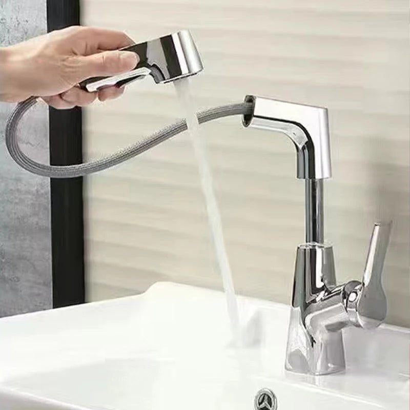 Basin Faucet Pull-Out Spray Dual Modes 360° Swivel