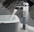 Basin Faucet Waterfall Wide Spout Stainless Steel