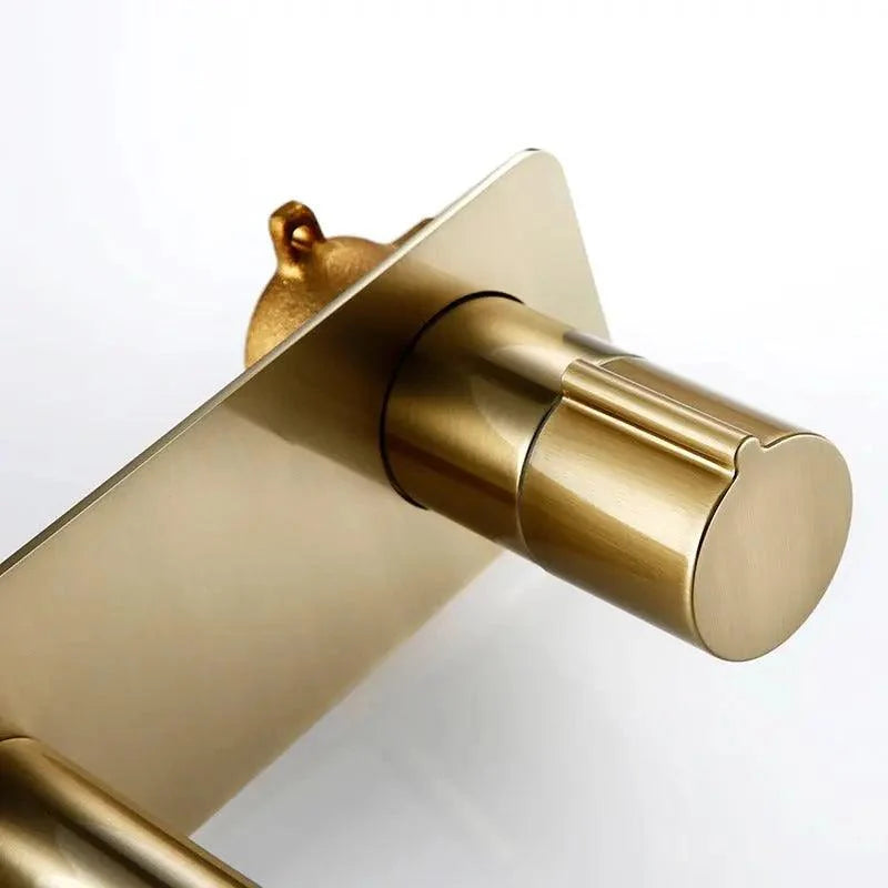 Basin Mixer Faucet Wall-Mounted Gold Finish Dual-Lever