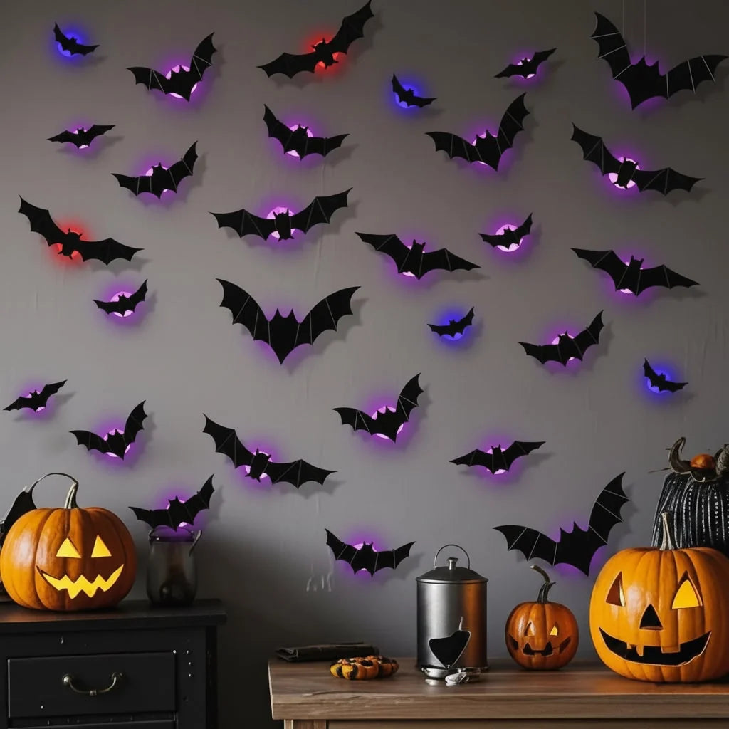 Bat Wall Decals 3D LED Backlit Peel And Stick