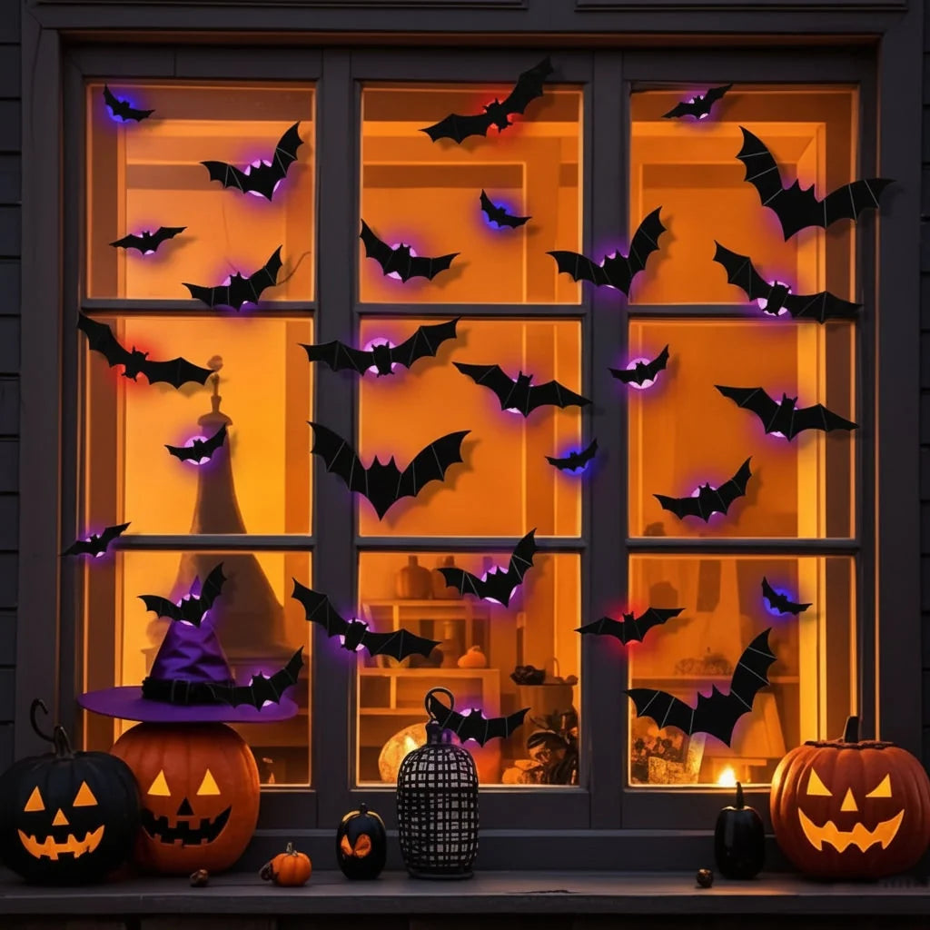Bat Wall Decals 3D LED Backlit Peel And Stick
