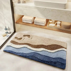 Bath Mat Beach Footprint Flocking & Anti-Slip