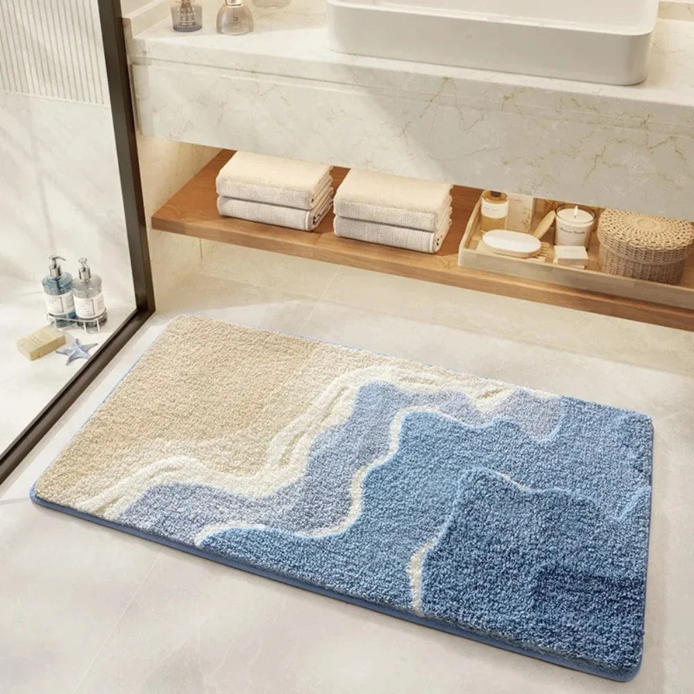 Bath Mat Beach Footprint Flocking & Anti-Slip