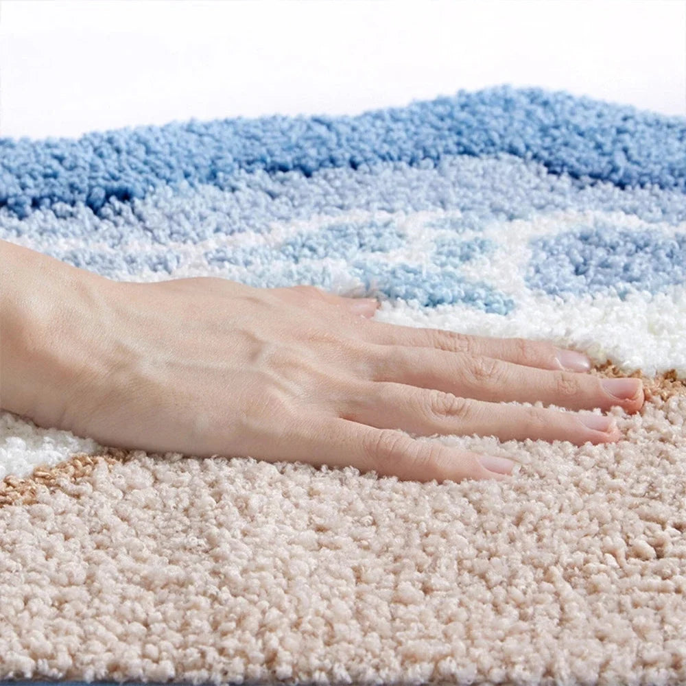 Bath Mat Beach Footprint Flocking & Anti-Slip