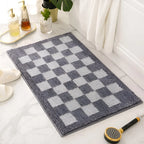 Bath Mat Checkered Microfiber Quick-Drying
