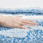 Bath Mat Coastal Footprint Microfiber Non-Slip Backing