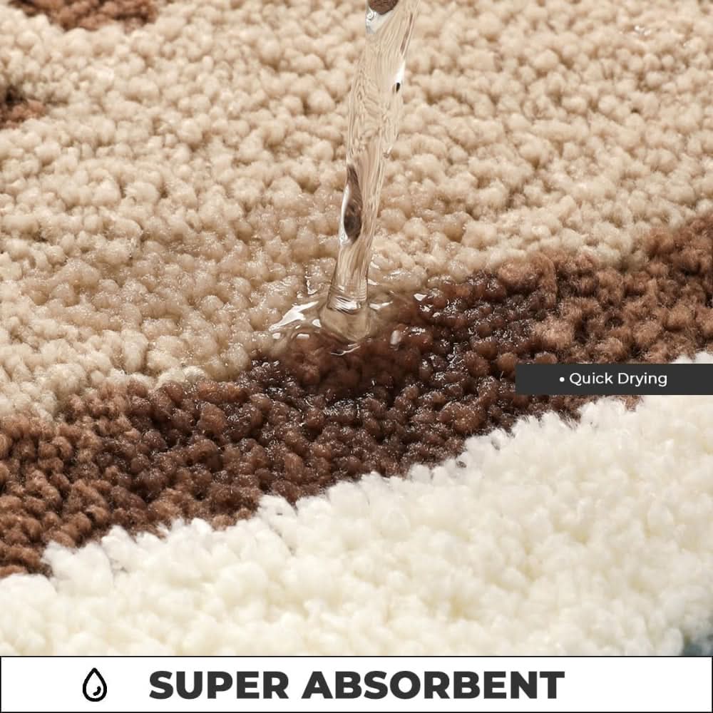 Bath Mat Coastal Footprint Microfiber Non-Slip Backing