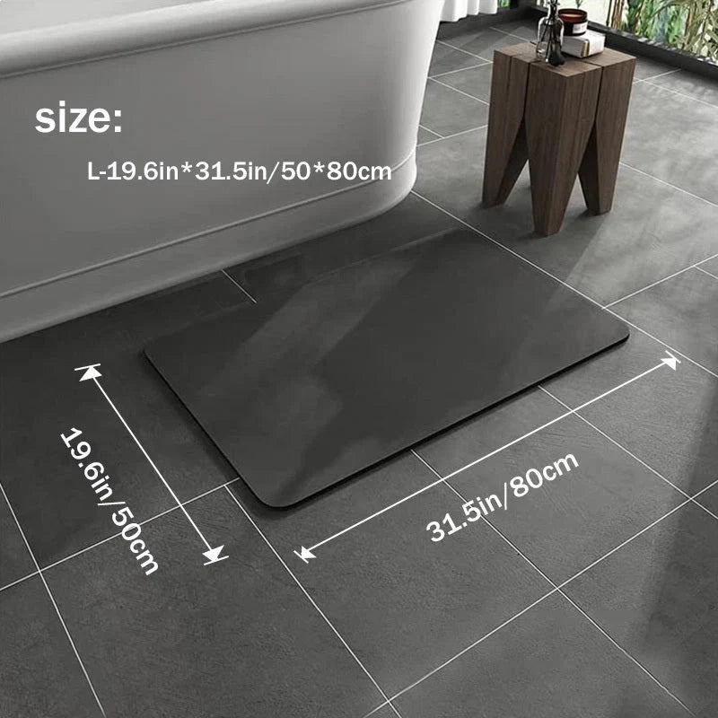 Bath Mat Diatomaceous Earth Quick-Dry Non-Slip Rubber Backing