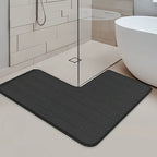 Bath Mat L-Shaped Coral Fleece Non-Slip Backing