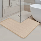 Bath Mat L-Shaped Coral Fleece Non-Slip Backing