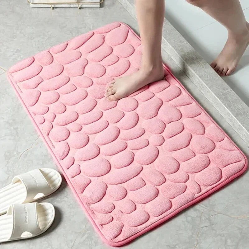 Bath Mat Memory Foam Embossed Velvet Non-Slip Backing