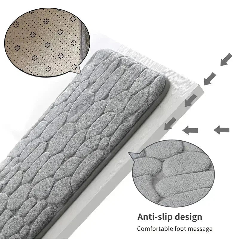 Bath Mat Memory Foam Embossed Velvet Non-Slip Backing