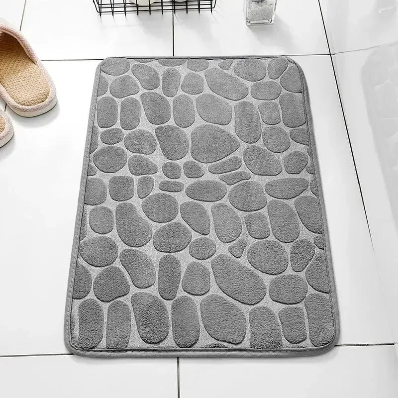 Bath Mat Memory Foam Embossed Velvet Non-Slip Backing
