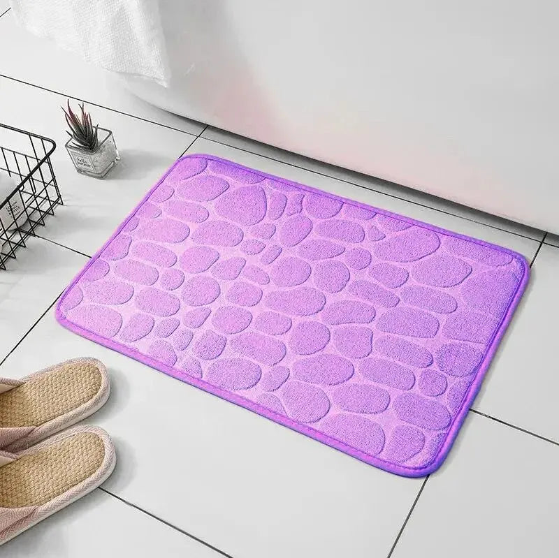 Bath Mat Memory Foam Embossed Velvet Non-Slip Backing
