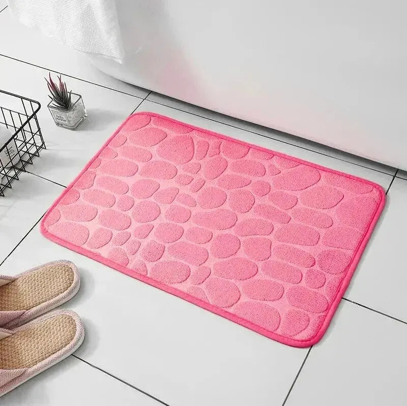 Bath Mat Memory Foam Embossed Velvet Non-Slip Backing