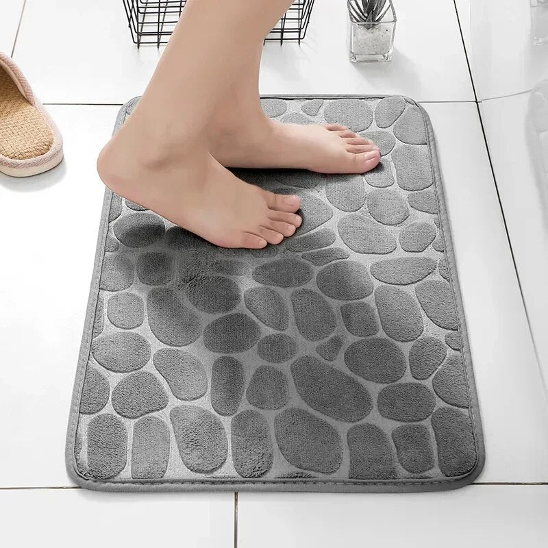 Bath Mat Memory Foam Embossed Velvet Non-Slip Backing
