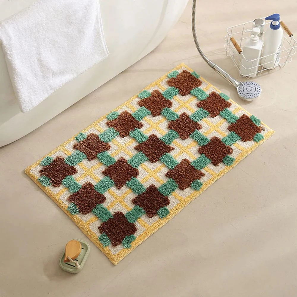 Bath Mat Moroccan Print Non-Slip Quick-Drying