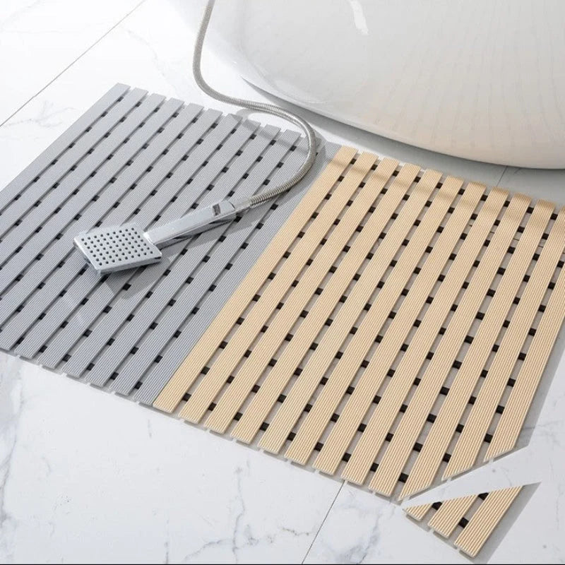 Bath Mat Non-Slip Drainage Grooves Trimmable