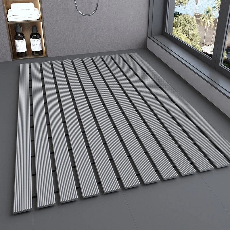 Bath Mat Non-Slip Drainage Grooves Trimmable