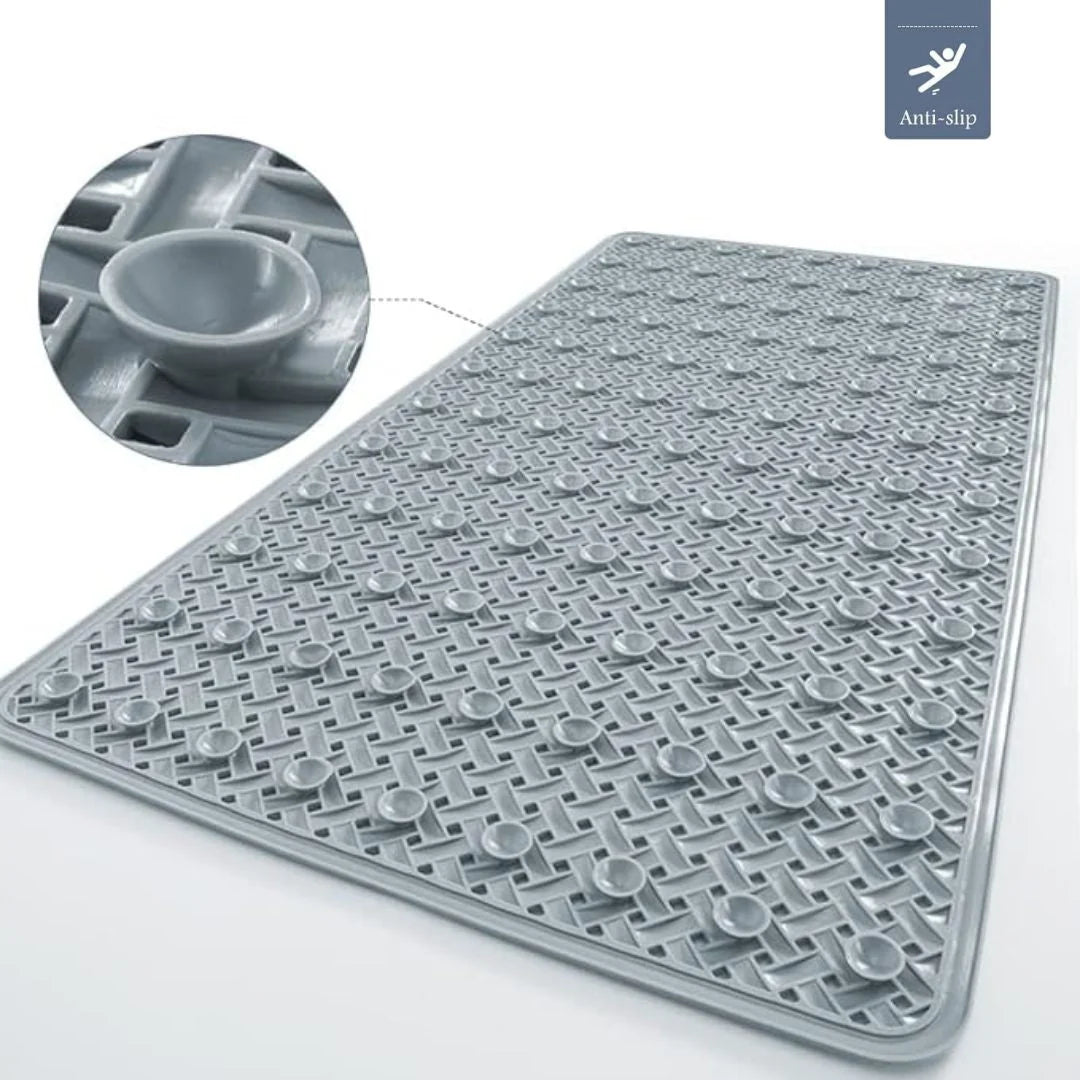 Bath Mat Non-Slip Suction-Cup Grip Quick-Draining