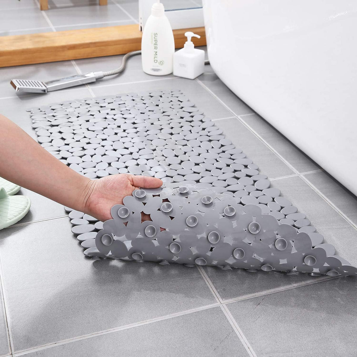 Bath Mat Pebble Texture Non-Slip Suction Cups