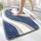 Bath Mat Plush Wave Texture Absorbent Non-Slip Backing