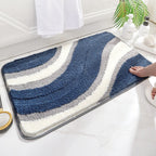 Bath Mat Plush Wave Texture Absorbent Non-Slip Backing