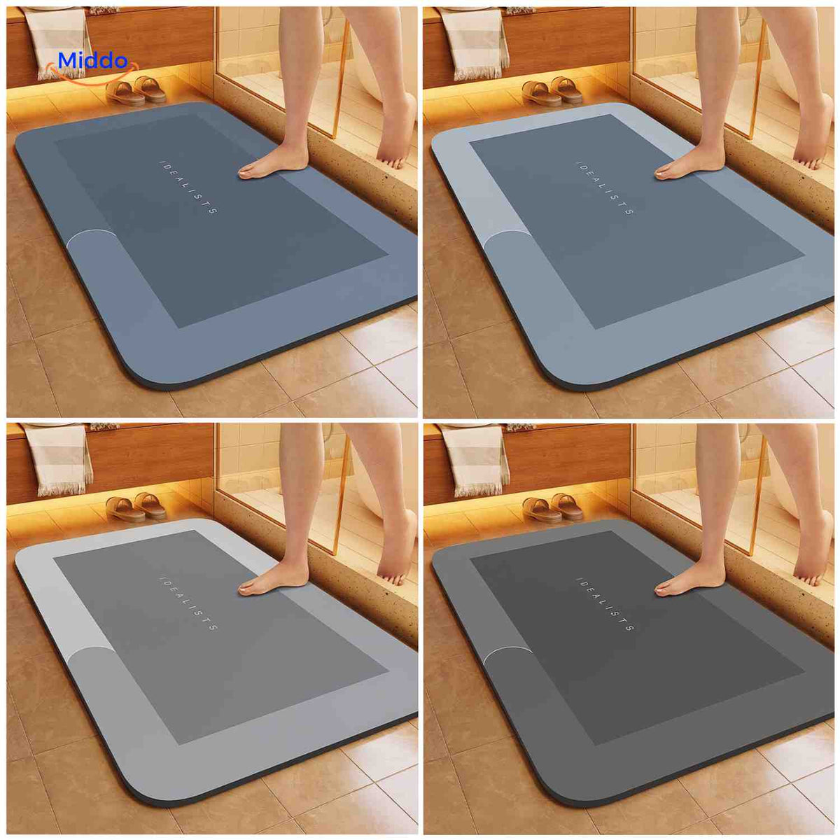 Bath Mat Quick-Drying & Extra Absorbent Anti-Slip Rubber Base