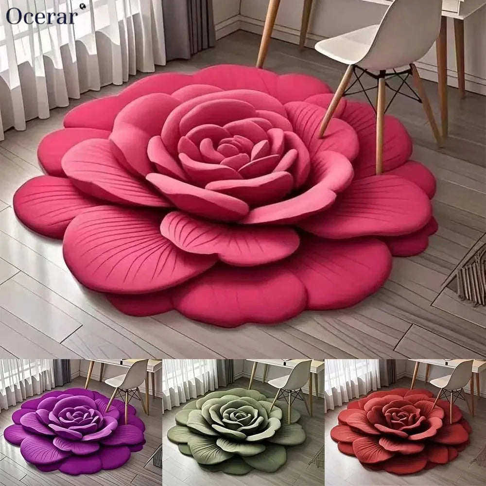 Bath Mat Rose Petal Microfiber Non-Slip Backing