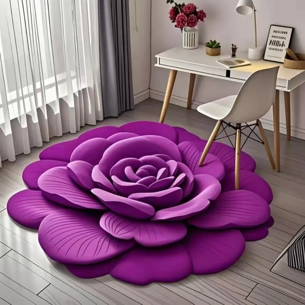 Bath Mat Rose Petal Microfiber Non-Slip Backing