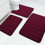 Bath Mat Set Memory Foam Anti-Slip Set of 3