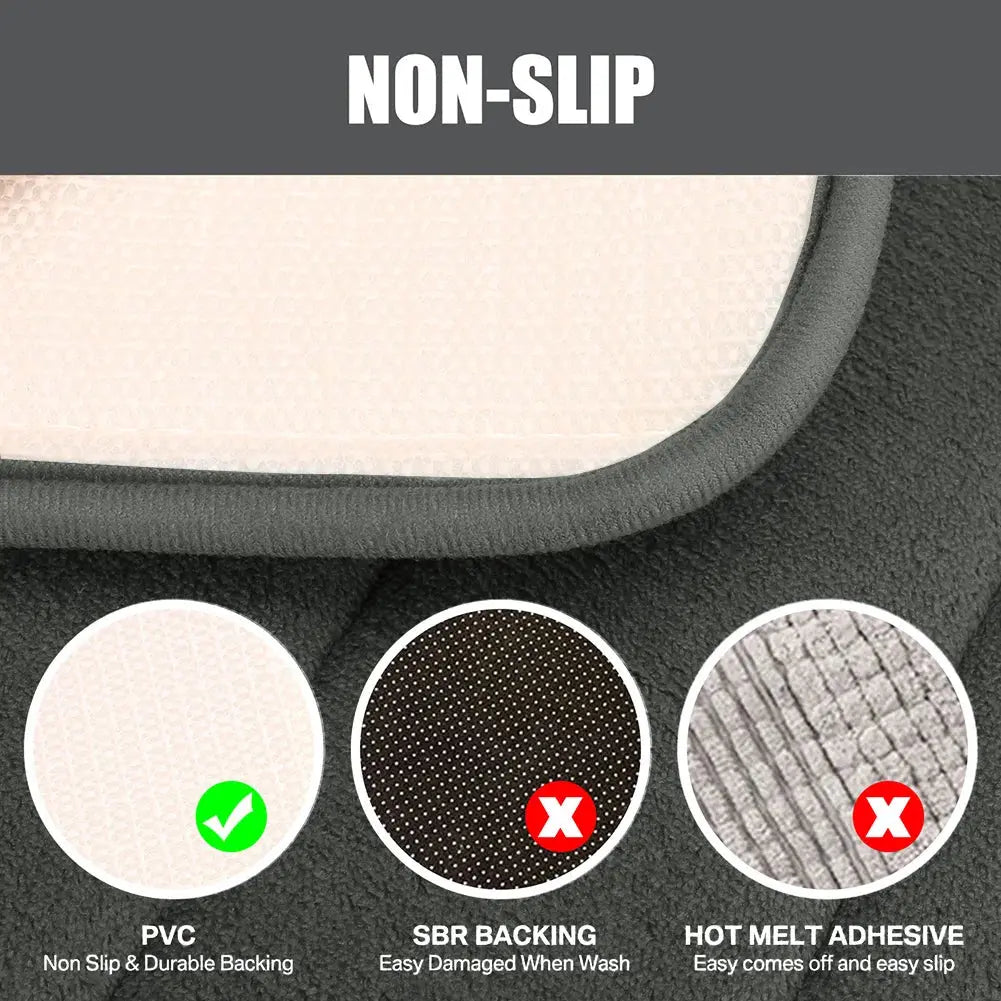 Bath Mat Set Memory Foam Anti-Slip Set of 3