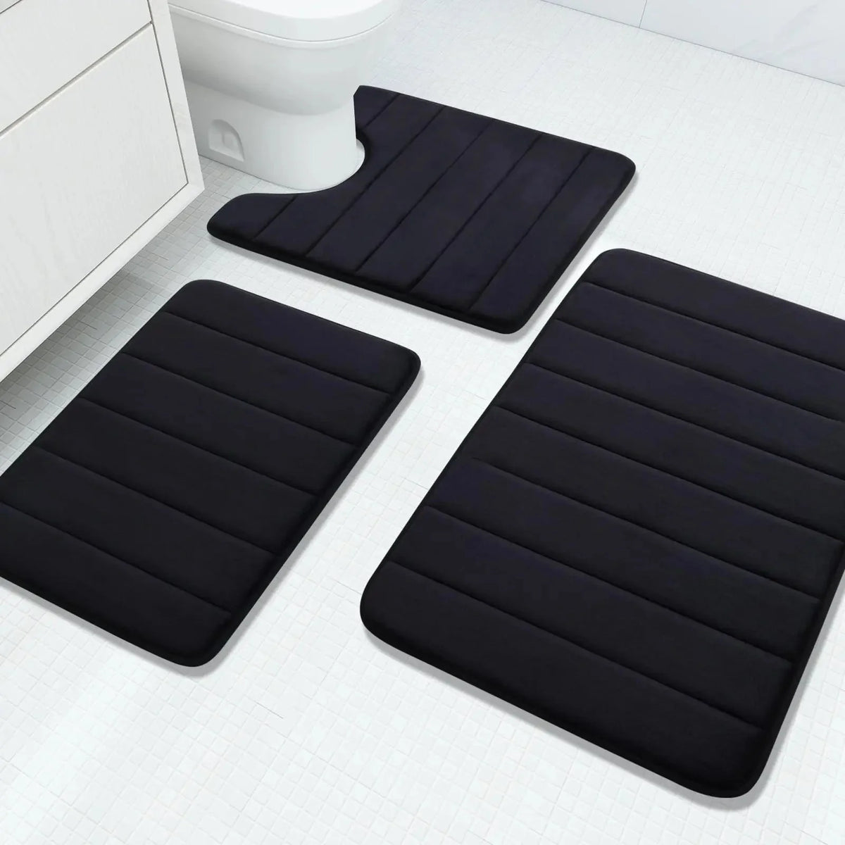 Bath Mat Set Memory Foam Anti-Slip Set of 3