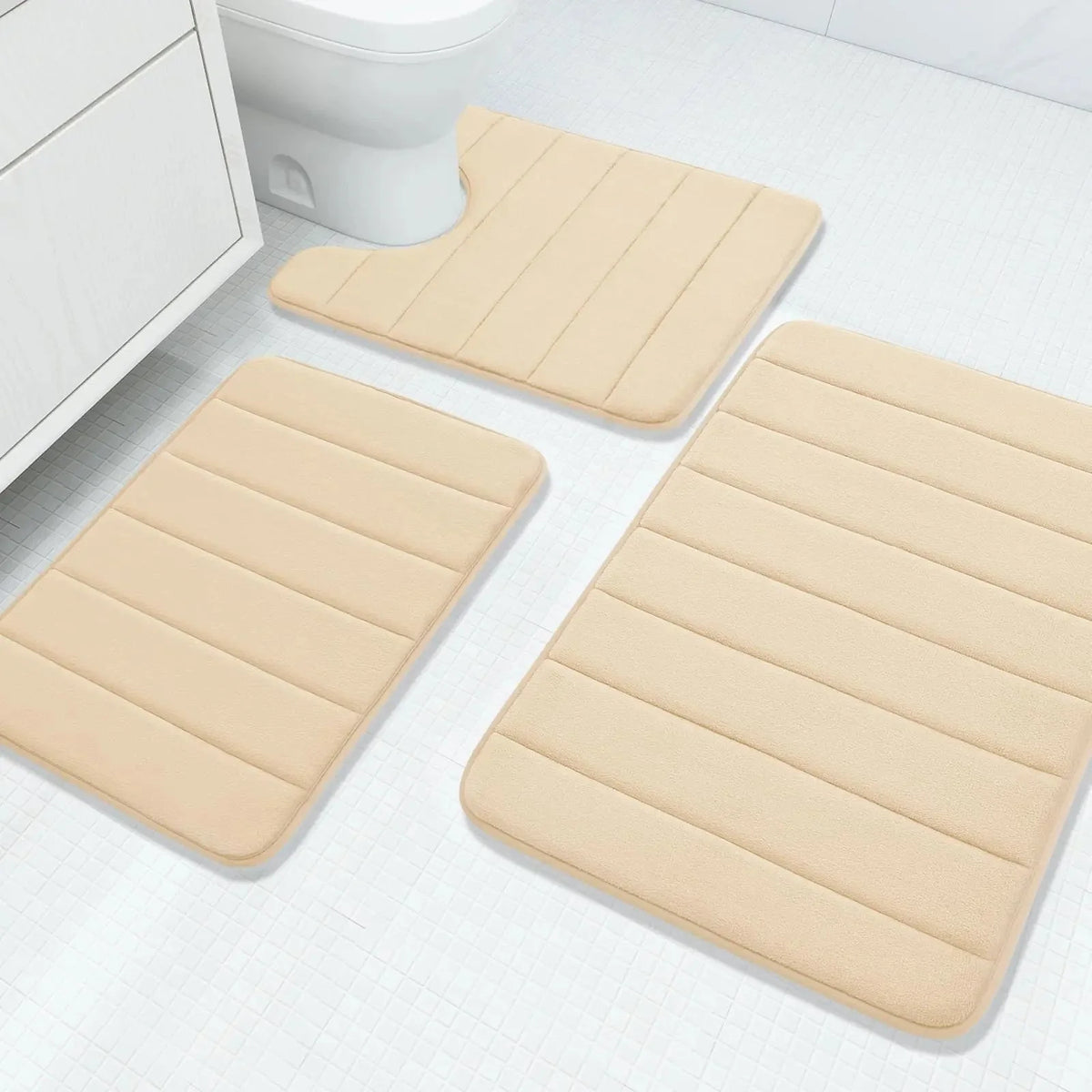 Bath Mat Set Memory Foam Anti-Slip Set of 3