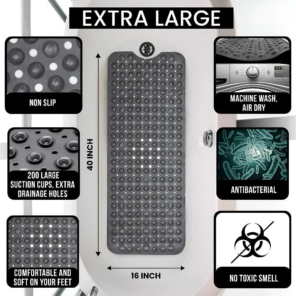 Bath Mat Suction Cups & Textured Surface Quick Drain