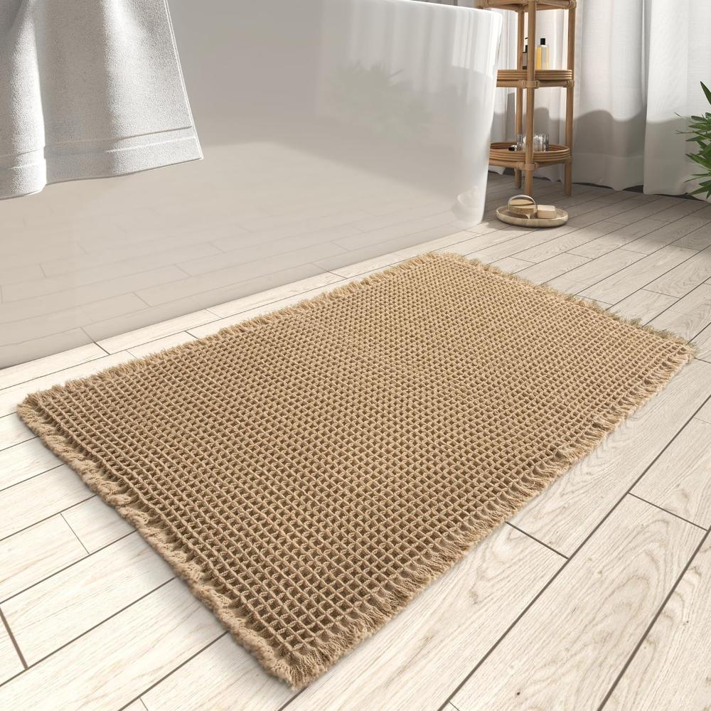Bath Mat Waffle Texture Absorbent & Quick-Drying Non-Slip Backing