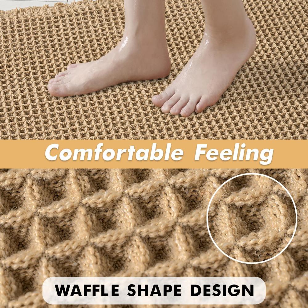 Bath Mat Waffle Texture Absorbent & Quick-Drying Non-Slip Backing