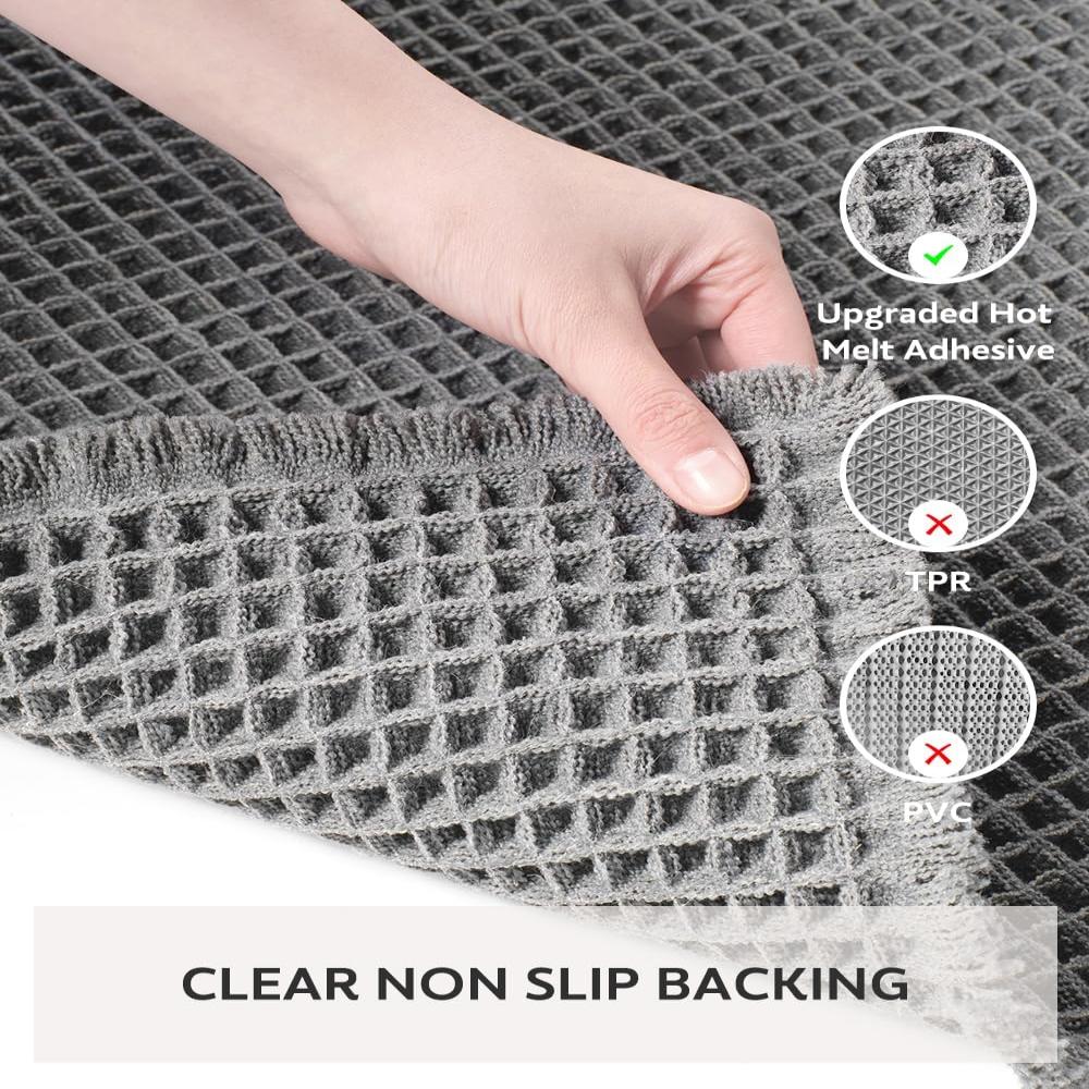 Bath Mat Waffle Texture Absorbent & Quick-Drying Non-Slip Backing