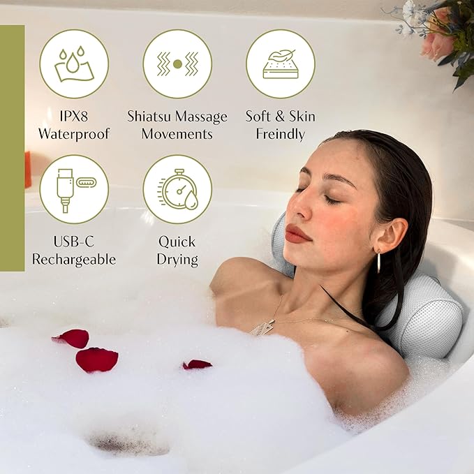 Bath Pillow Contoured Foam With Suction Cups