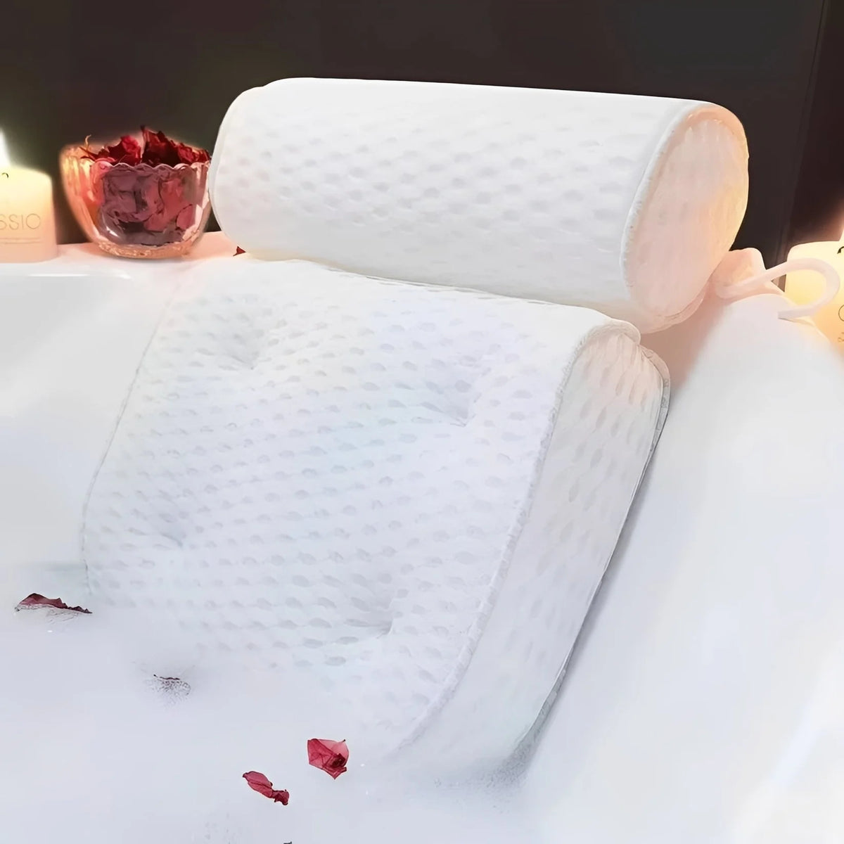 Bath Pillow Contoured Neck & Shoulder Support Quick-Dry Mesh