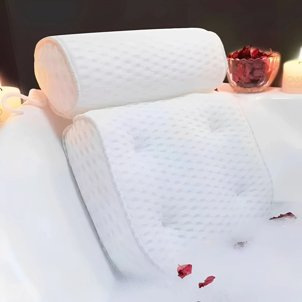 Bath Pillow Contoured Neck & Shoulder Support Quick-Dry Mesh
