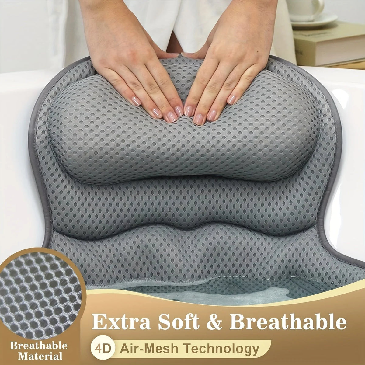 Bath Pillow Ergonomic 4D Neck & Back Support