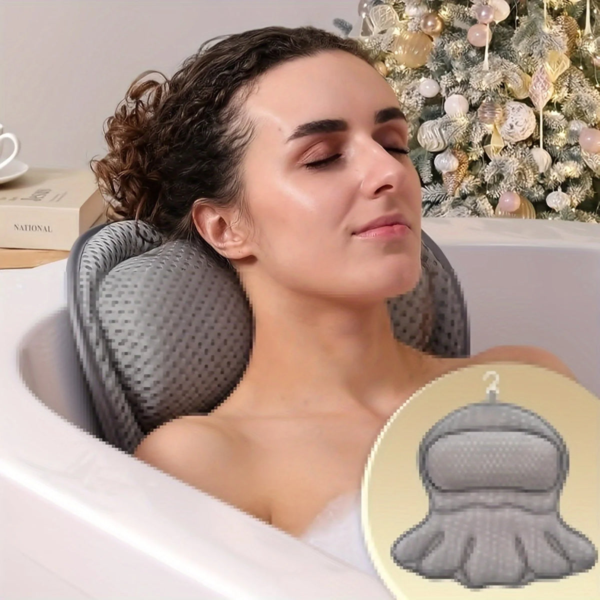 Bath Pillow Ergonomic 4D Neck & Back Support