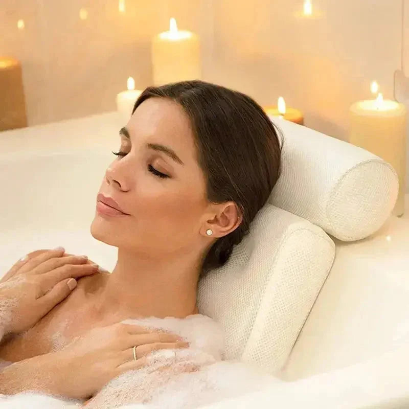 Bath Pillow Ergonomic Neck Support Non-Slip Suction Cups