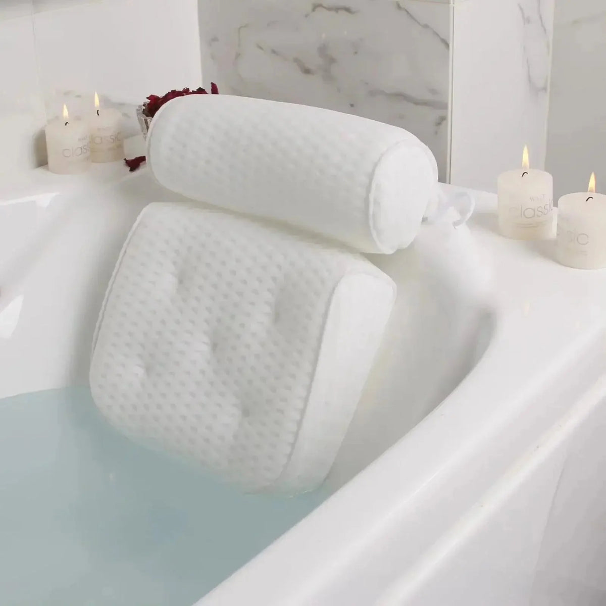 Bath Pillow Ergonomic Neck Support Non-Slip Suction Cups