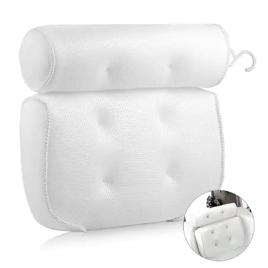 Bath Pillow Ergonomic Neck Support Non-Slip Suction Cups