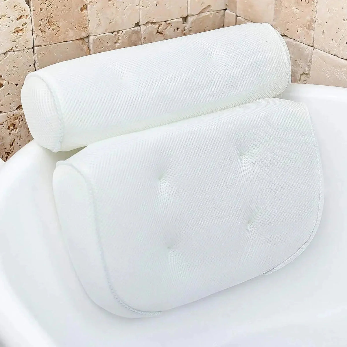 Bath Pillow Ergonomic Neck Support Non-Slip Suction Cups