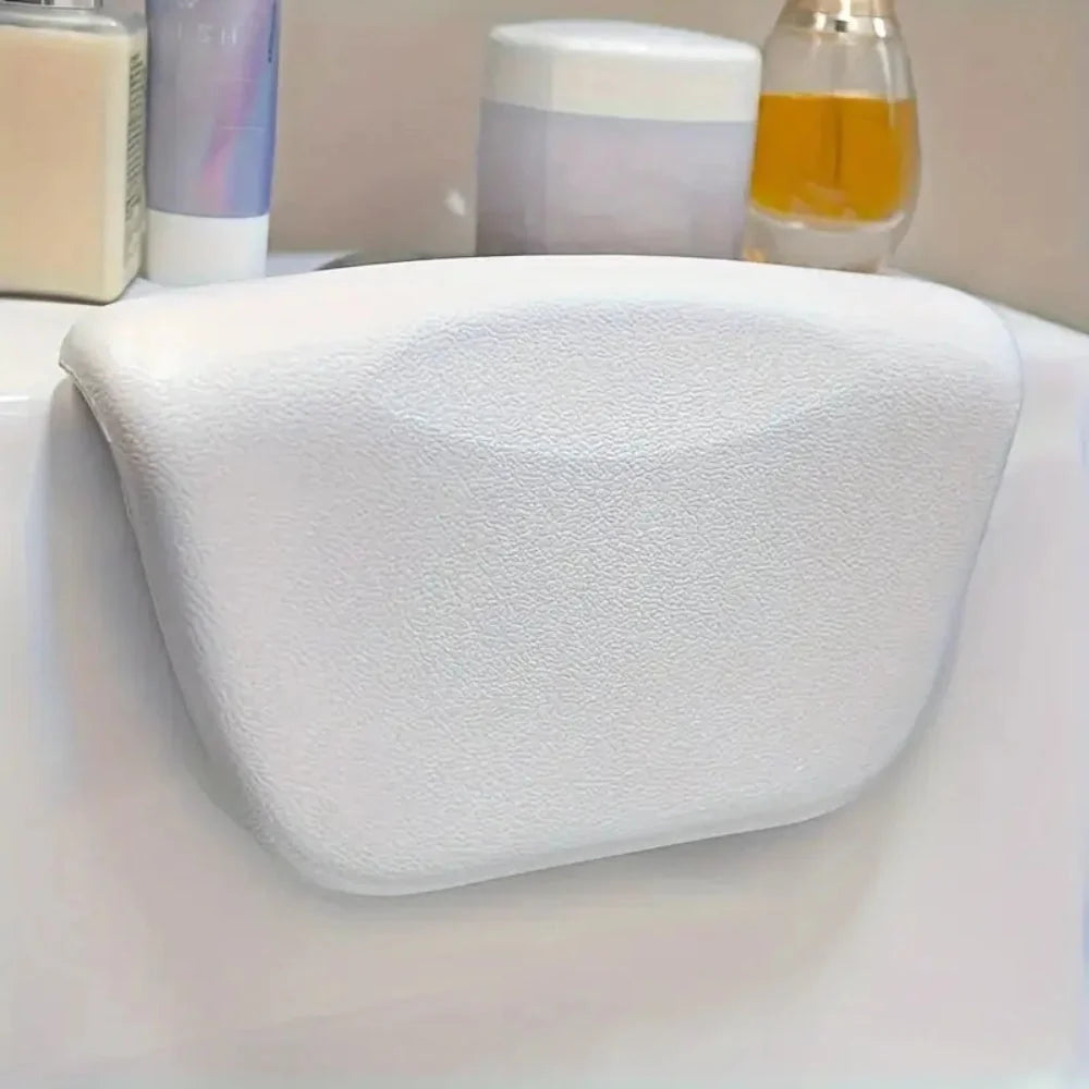 Bath Pillow Ergonomic Neck Support Silicone Suction Quick-Dry
